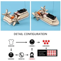 Exquisite Model Boat Vehicle Remote Control Boat for Kids Birthday Gifts Novelty Science Training DIY Wooden Vehicle Self-Made 3