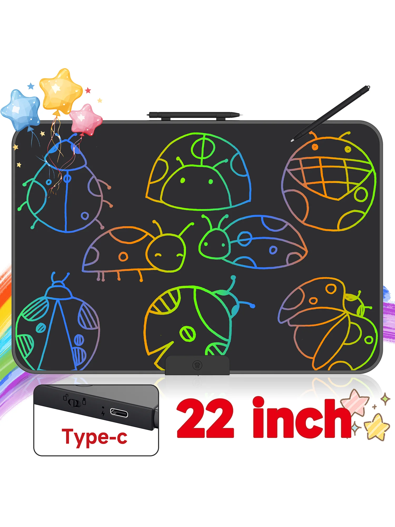 Şarj Edilebilir 22inç LCD Yazma Çizim Tableti, USB Şarj Edilebilir, Yeniden Kullanılabilir Taşınabilir Yazma Tableti, Ofis Kırtasiye