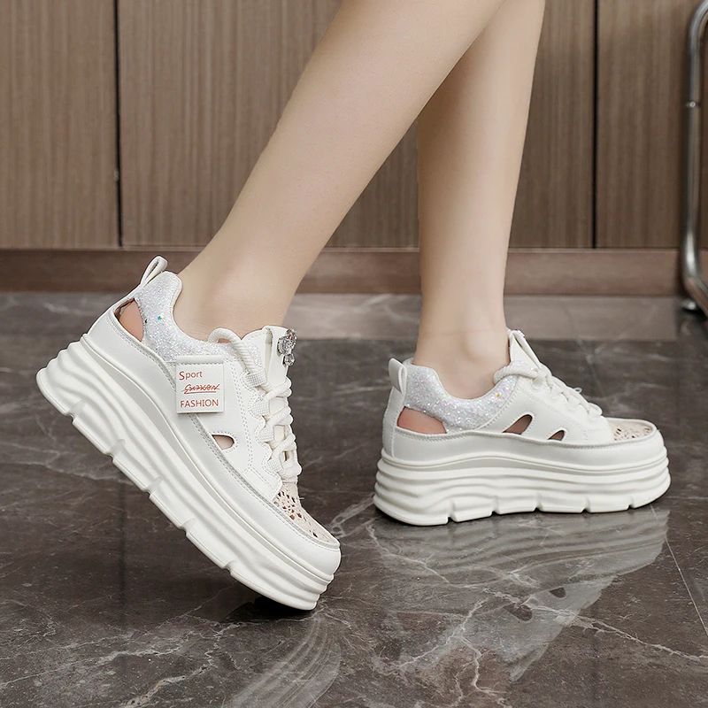 Women Casual Shoes Chunky Sneakers Platform Wedge Hidden Heel Women Leisure Shoes Summer Sneaker Women