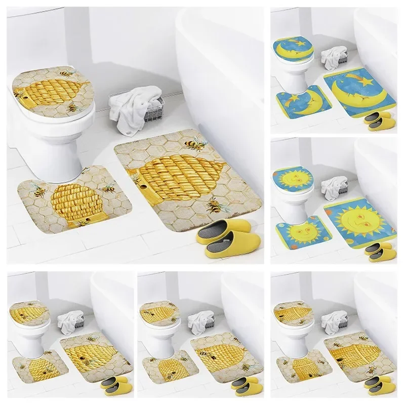 

Нескользящий коврик для душа, декоративный ковер для ванной комнаты, впитывающий воду, в стиле ретро, крышка для туалета