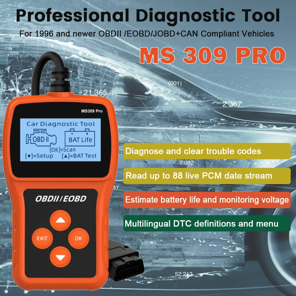 

MS309PRO For All OBDII Protocol Car OBD2 Car Auto Diagnostic Tool OBD2 Scanner Automotivo Code Reader Check Engine Tool