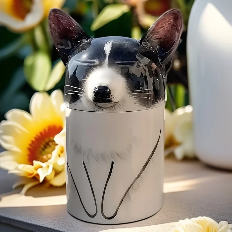 Personalized Hand-Painted Ceramic Pet Urn Colorful Ashes Memorial Unique Keepsake for Your Beloved Cat or Dog