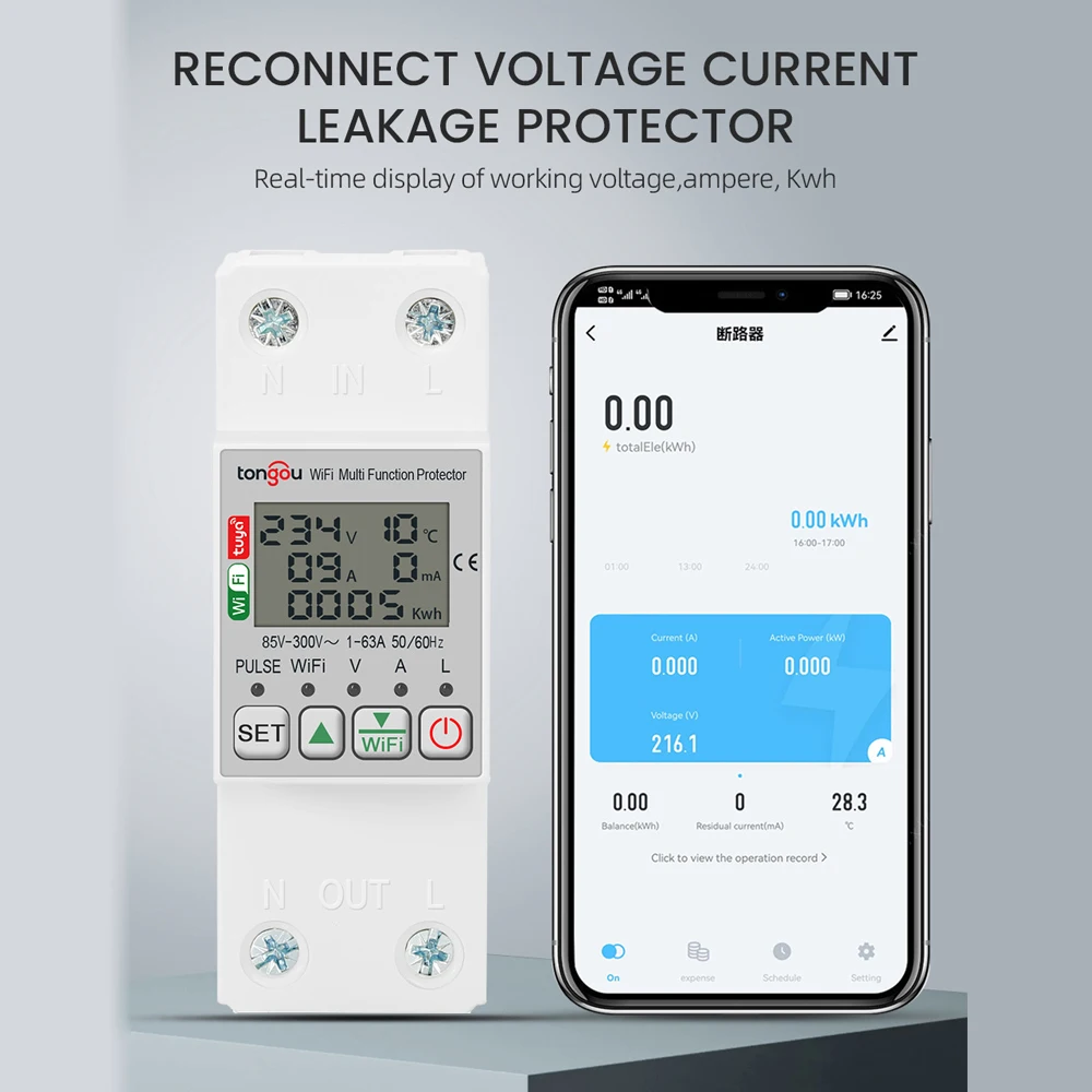Tuya WiFi Intelligent Energy Meter with Metering Voltage Power Electricity Monit