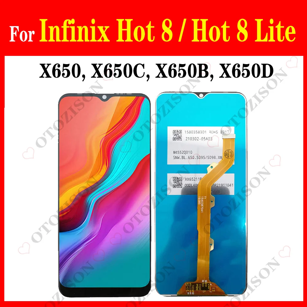 

ЖК-дисплей 6,52 дюйма для Infinix Hot 8, ЖК-дисплей 8 Lite X650 X650B X650D, ЖК-дисплей, сенсорная панель, дигитайзер в сборе, запасные части
