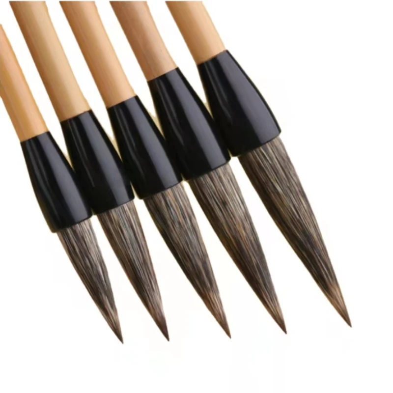 Stone Badger Hair Calligraphy Brush Pen Hard Hair Chinese Painting Landscape Ink Drawing Brush Running Cursive Script Huzhou Pen