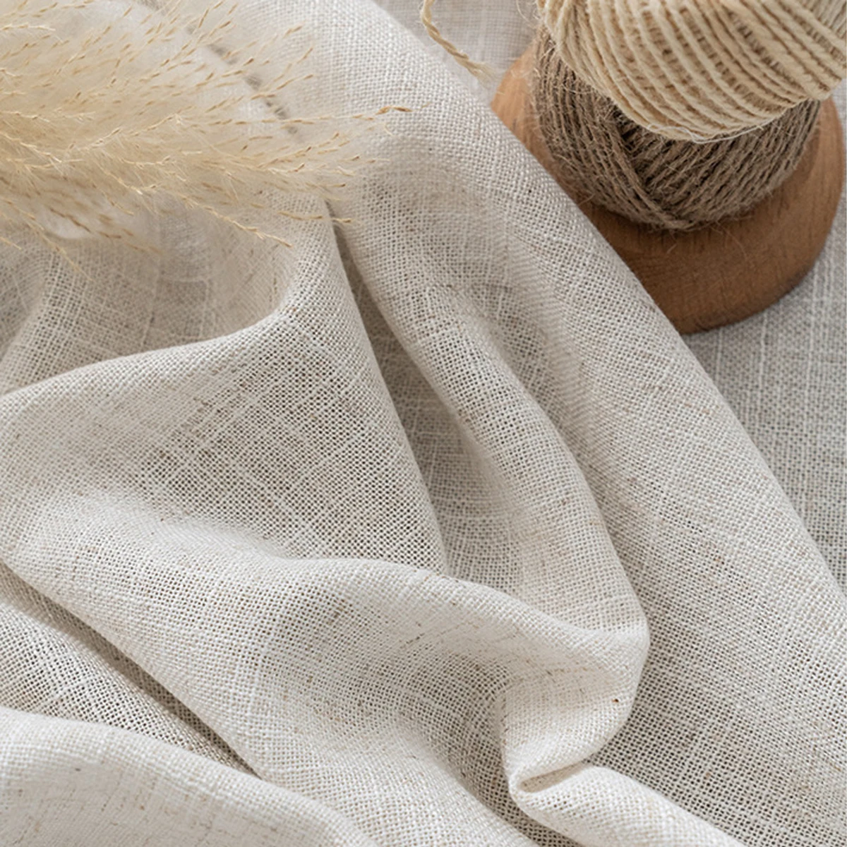 1/2pcs Linen Gauze Curtains,Japanese Hemp Material,Log Wind,Balcony Bay window,Living Room,Bedroom Gauze Curtains（Customizable ） 5