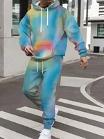 Dégradé de couleur 3D imprimé sweat à capuche costume hommes sweats à capuche pantalons de survêtement décontracté mode deux pièces survêtement ensemble homme vêtements 5