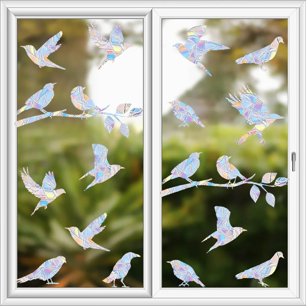 Bird Rainbow Suncatcher Window Stickers For Baby Kids Rooms Home Decortion PVC Glass Window Decals To Save Birds From Collisions window stickers
