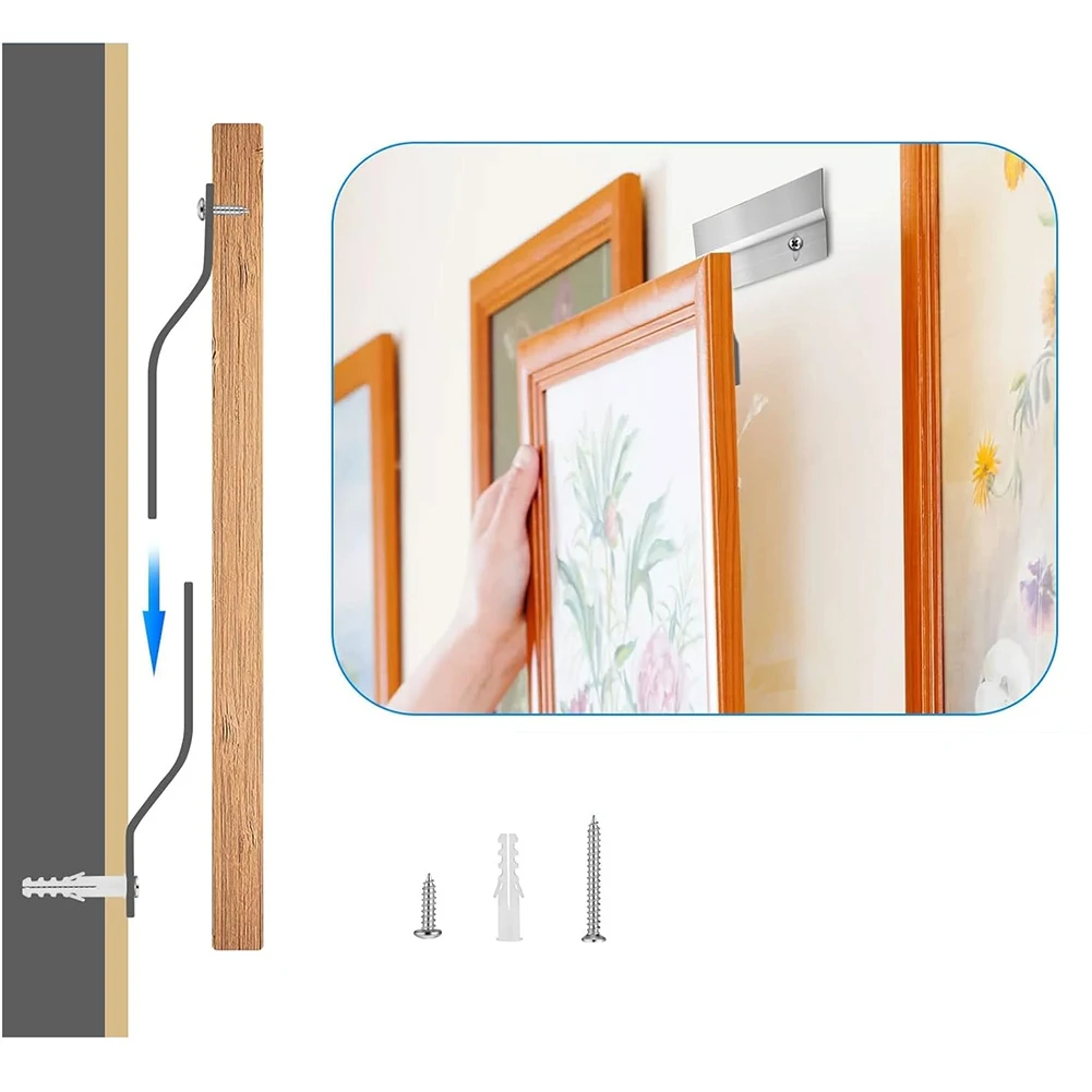 6 Pairs French Cleat Picture Hanger Heavy Duty Aluminum Z-Clamps with Screws Wall Mounting Bracket