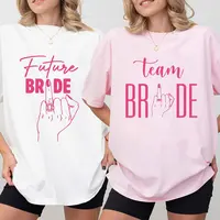 Finger Wedding Ring Graphic Tops for Women Team Bride T-shirt Girls Single Farewell Bachelorette Hen Party Bridal Shower Shirts 1