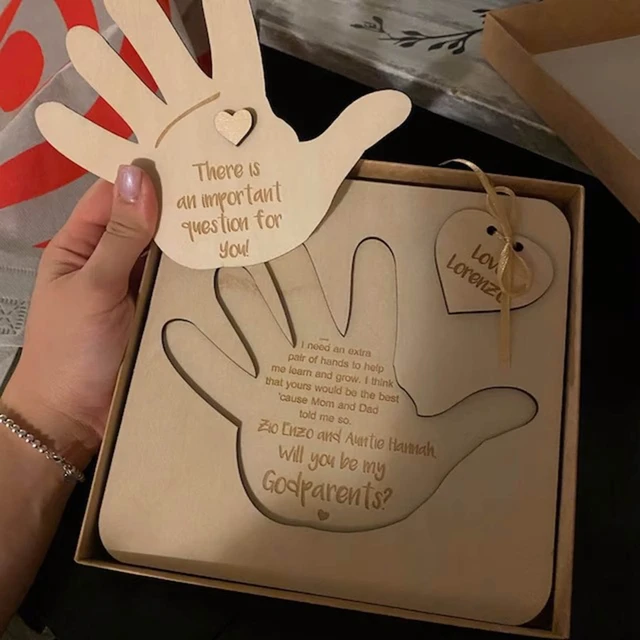 Keresztszülők Javaslat Ajándék Unokák Ujjlenyomat Lábnyom Ajándékok Fa Kézműves Díszek Ajándékkártyák A Keresztanya Számára - Image 3