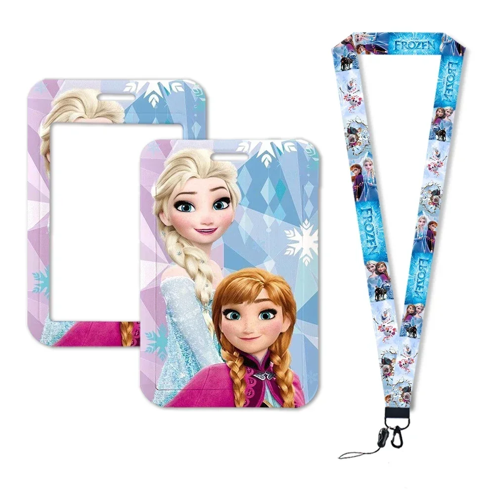 Card Case Holder Disney Frozen 2 Princess Elsa Anna Olaf Lanyards For ID Credit Card Cover Pass Mobile Phone Charm Neck Straps Badge Holder Gifts