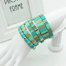

Autumn and Winter Cool Color Enamel Rubber Paint Men's and Women's Bracelets High-quality Macaron Green Geometric Fashion Bangle