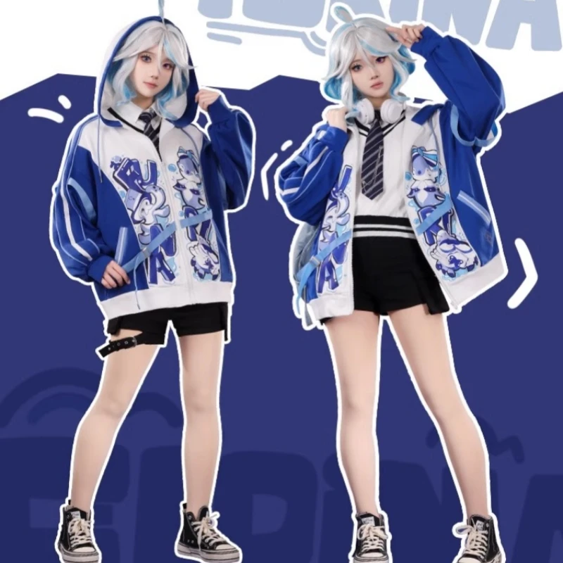 

Hot Game Genshin Impact Furina Cosplay Costume Anime Women Sweatshirt Role Play Clothing Women Men Coat Daily Hoodie Pre-sale