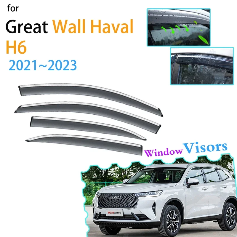 

Deflector for Great Wall Haval H6S 3 III HEV PHEV 2021 2022 2023 Window Visors Awning Sun Rain Shade Guard Car Accessories 4PCS