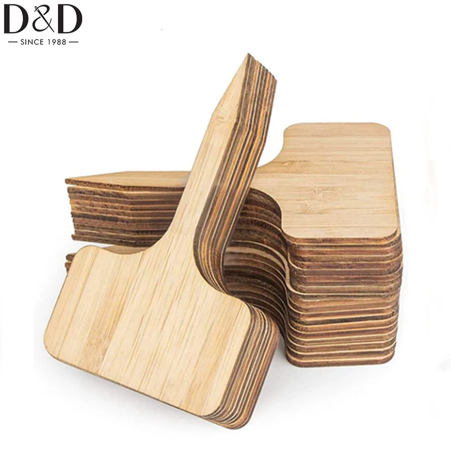 

D&D 20pcs Bamboo Plant Label Plant Tag Wood T-Type Markers for Garden Potted Plants