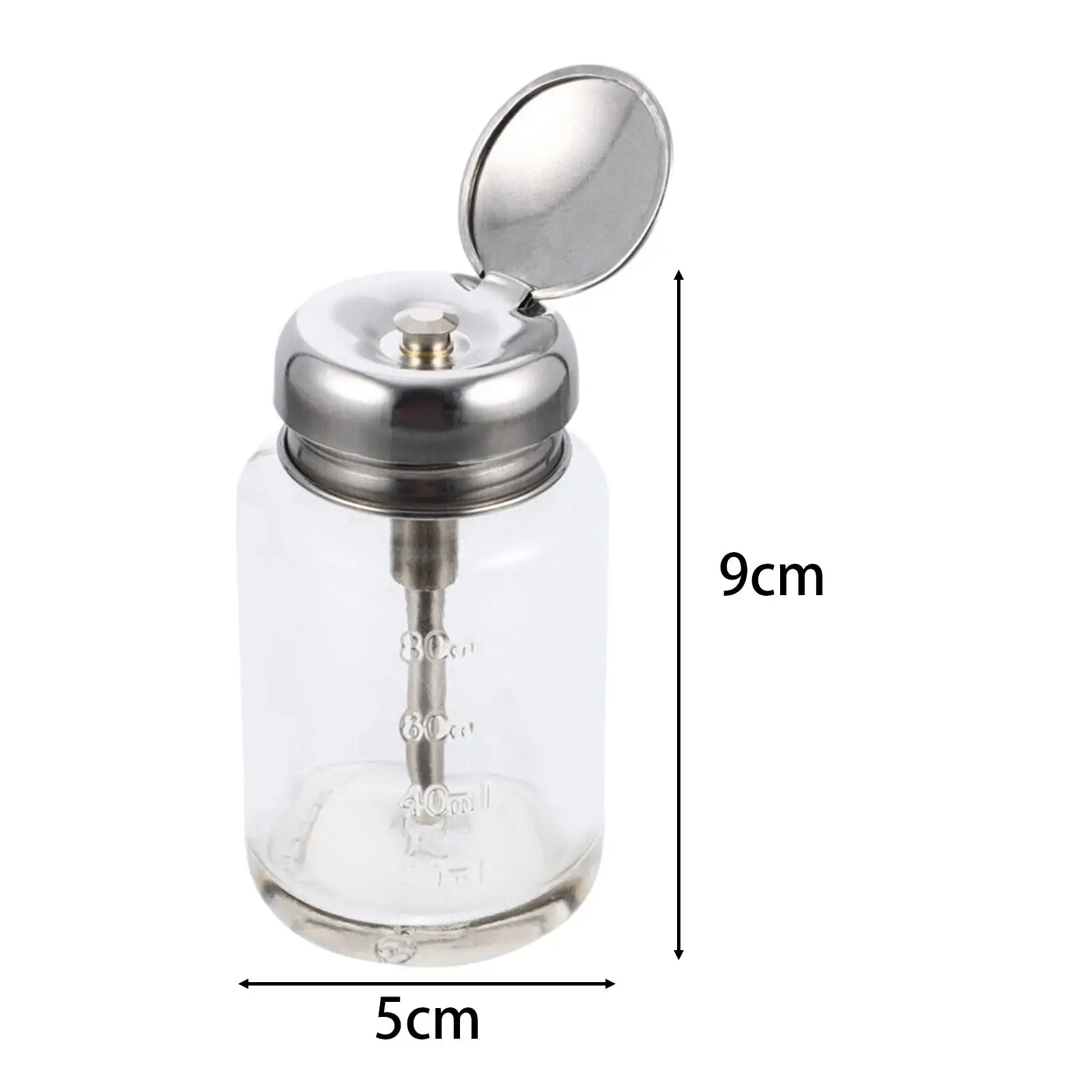 Glass Pump Dispenser Bottle Empty Refillable Bottle 80ml Capacity Lightweight Press Type Bottle for Lubricants Manicure Store