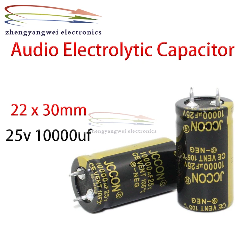 

2Pcs 22x30mm 25v 10000uf black Audio Electrolytic Capacitor For Hifi Amplifier Low