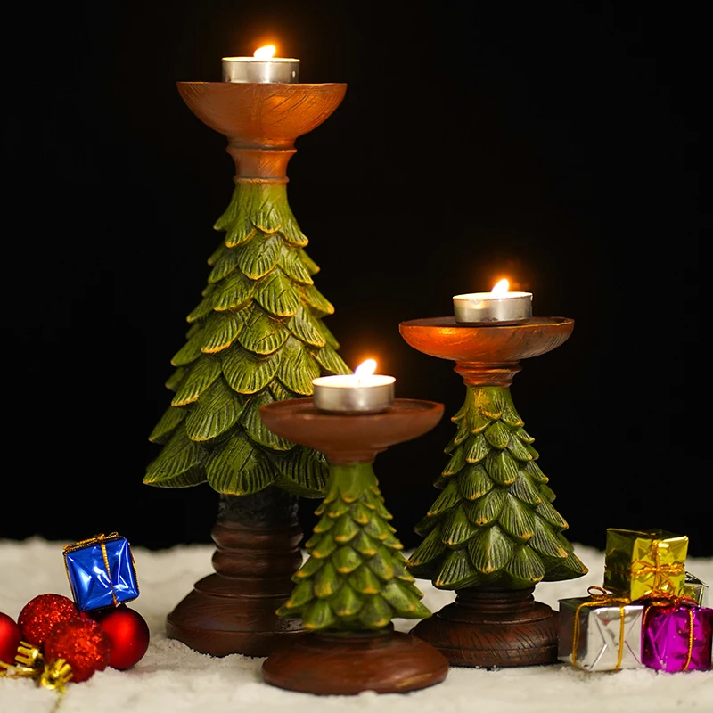 Description Picture 6 of itemChristmas Tree Candle Holder Modern Resin Statue Candleholder For Decoration Candlesticks Living Room Sculpture Home Decor Table