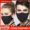 Anti-dust Face Mask Cotton Washable Reusable Non Disposable Mask Winter Anti-PM2.5 Mouth with Filter Cloth Black Mask Man Women 1
