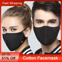 Anti-dust Face Mask Cotton Washable Reusable Non Disposable Mask Winter Anti-PM2.5 Mouth with Filter Cloth Black Mask Man Women 1