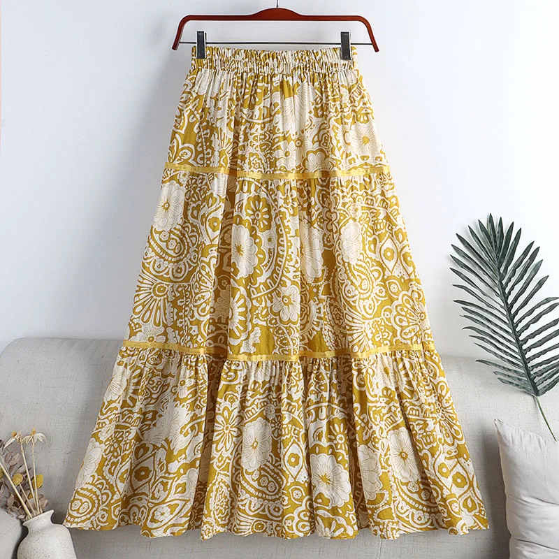 Pleated Skirts Women Spring Autumn Skirt High Waist Print Midi Skirts Womens Velvet Skirt Maxi Long Skirts Femme Faldas Mujer maxi skirt