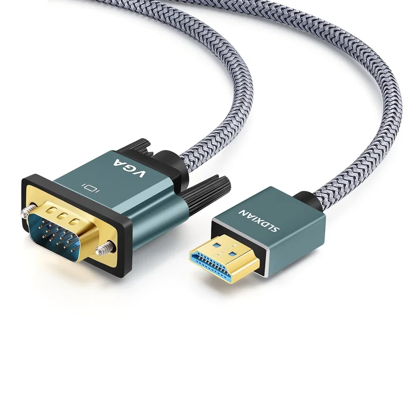 HDMI to VGA cable aluminum alloy shell nylon braided gold-plated compatible with computers laptops projectors hdmi cable hdmi to vga adapter cable vga cable vga cable adapter