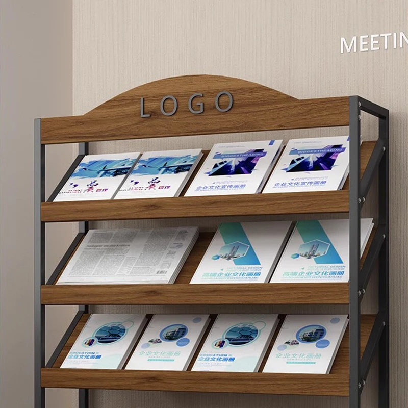 Magazine Rack with Door Literature Display Shelf Floor Standing Office Storage Organizer Bookshelf Office Furniture Estante FYMR