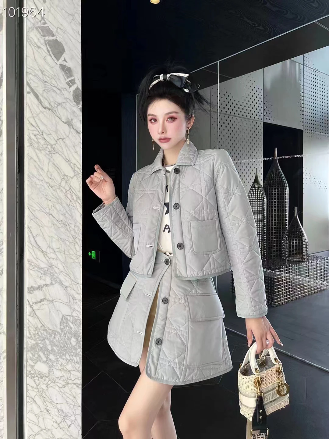 

22 early autumn new Diana vine plaid stitch clip cotton skirt pants classic single breasted A-word version two