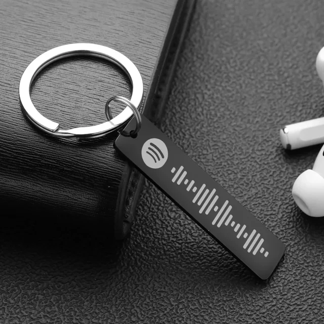 Llavero con código de Spotify personalizado, llavero con nombre grabado, canción y música, llavero de canción Scannable, soporte de cadena, regalo para pareja, P040 - Imagen 4