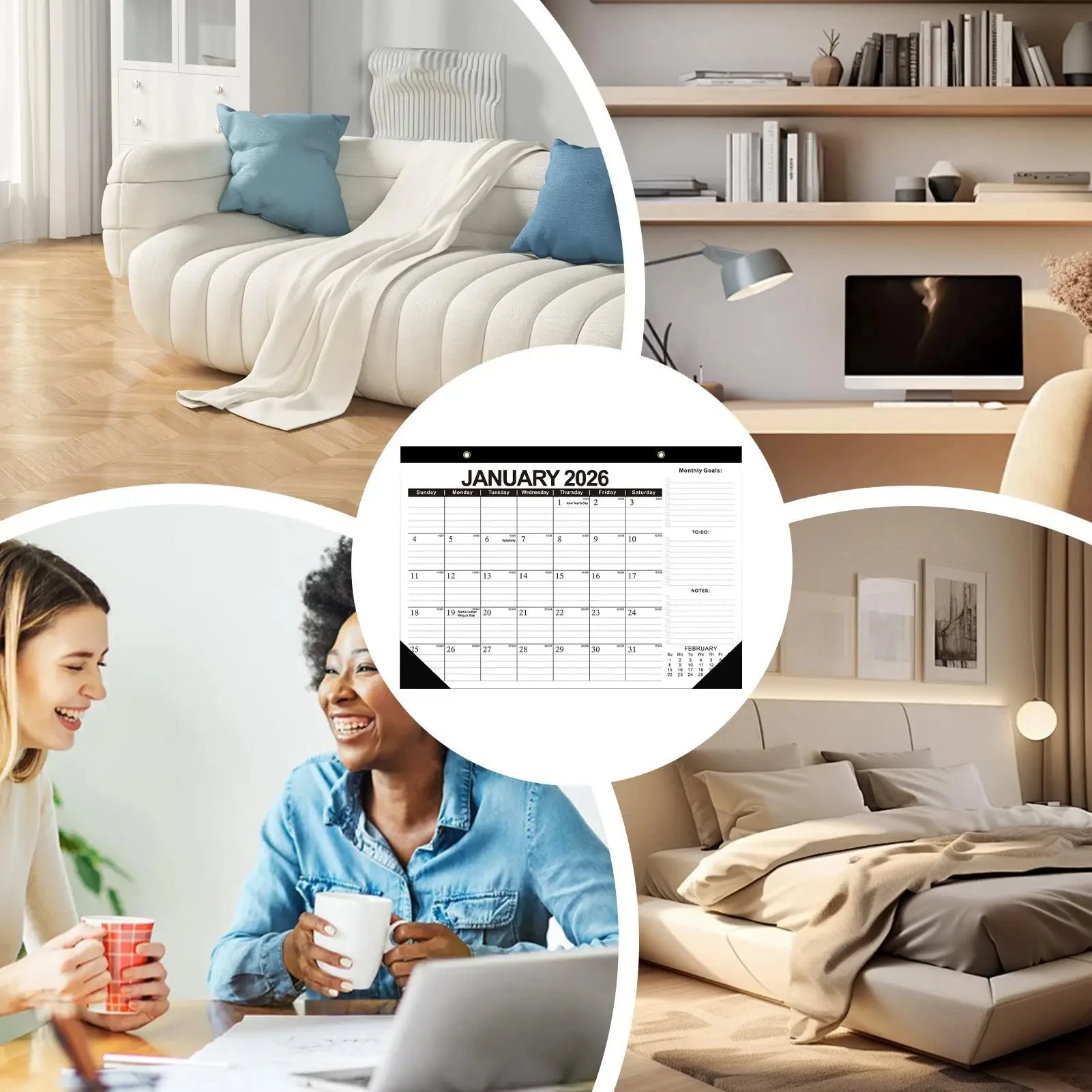 Classic Black 2026 Calendar Features Thickened Paper With Rolled Edges And a Sturdy Drawstring Exuding a Sense Of High Quality