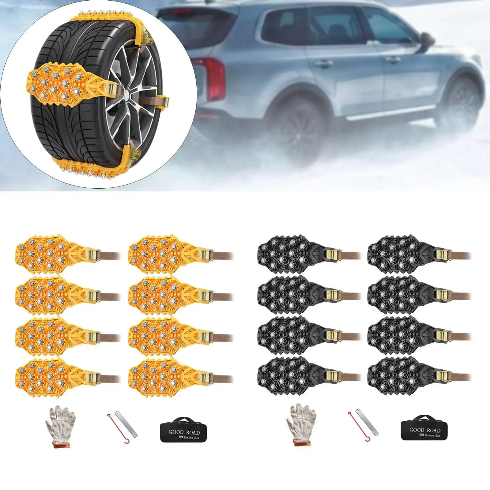 8x Snow Chains Tyre Chain Mud Chain Winter Driving for Car Tires Tire Chains