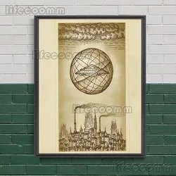 Ancient Devil Belief & Modern Sci - Fi Fusion: Vintage Wall Art Canvas Print - 13X18cm NoFrame (D)