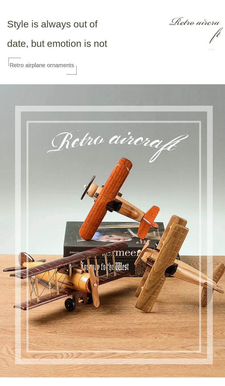 Retro Handmade Wooden Airplane Model