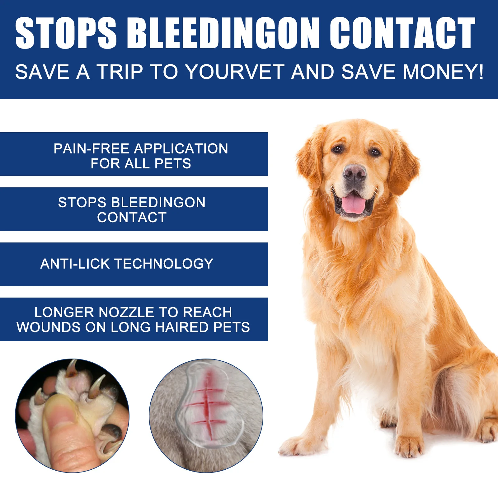 Title 10, Pet wound care gel dog cat moss wound waterproo...