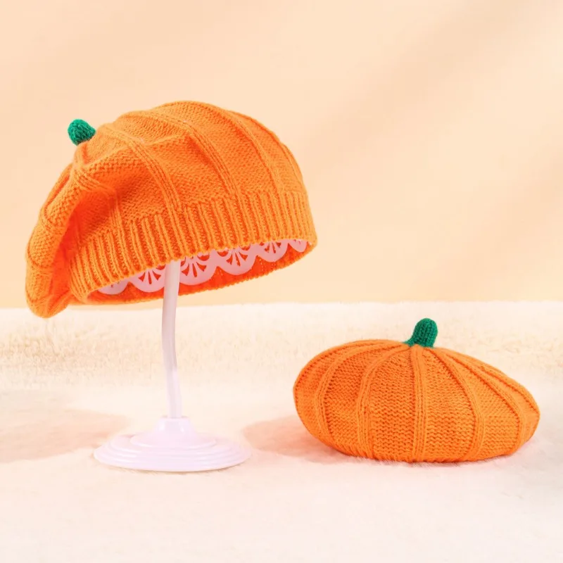 

Pumpkin beret parent-child knitted hat warm Halloween decoration party knitted hat 2023 Halloween decoration supplies