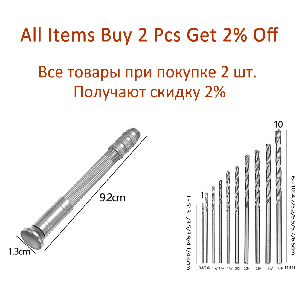 1 Set trapano a mano in metallo di alta qualità con punte da trapano da 0.8-3.0mm vite strumenti di stampo in resina epossidica UV attrezzature per la creazione di gioielli fai da te