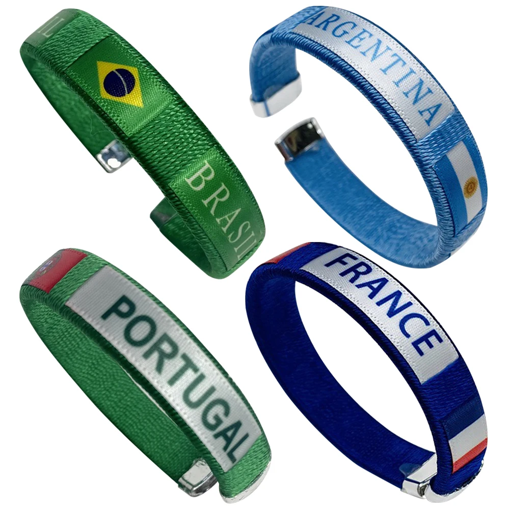 1-8Pcs National Flags Bangle Diameter 65mm Country Flag Wristband Souvenir Sport Friendship Bracelet for Football Match Cheering