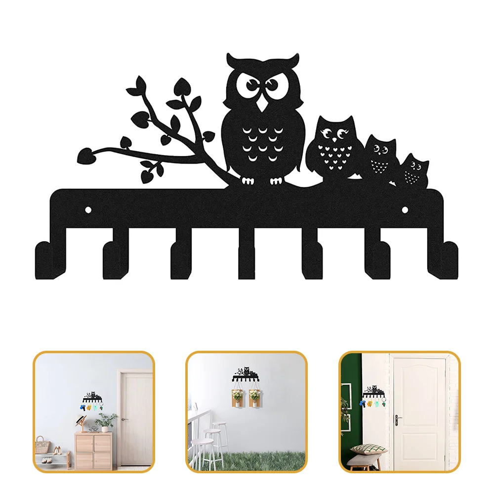 

Heavy Duty Coat Hook Rack Owl Adorned Key Holder Wall Mounted Coat Hanger