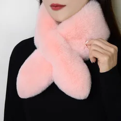 New Winter Fur Scarf Women Warm Soft Furry Scarves Casual Female Lady Outdoor Neck Warmer Collar Shawl Scarfs