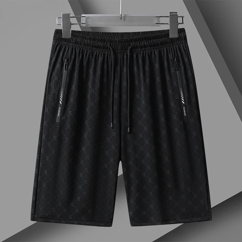 Summer New Fashion Trend Capris Versatile Large Size Ice Silk Shorts for Men 3