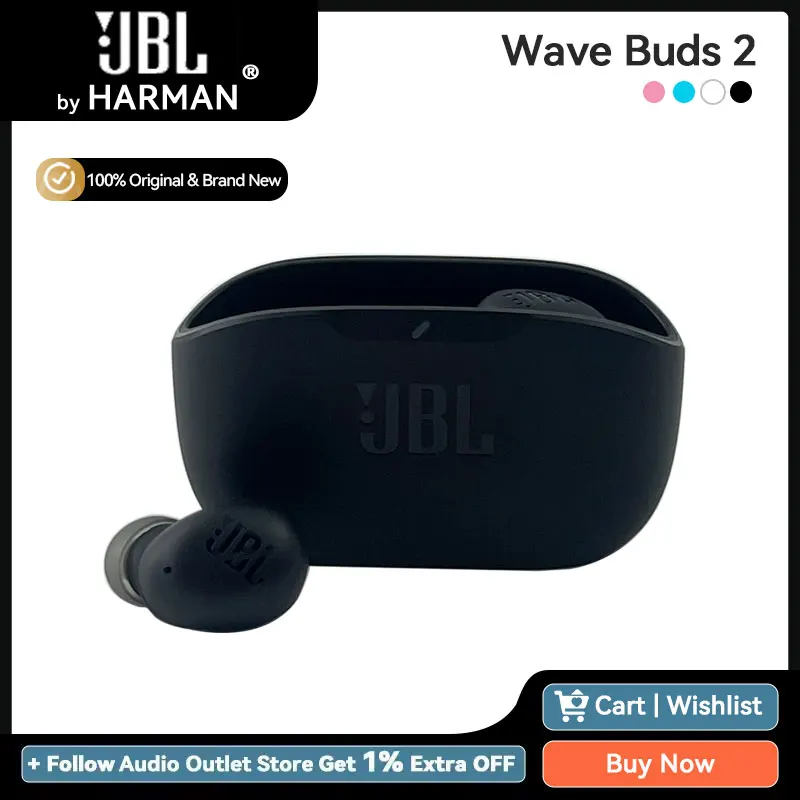 JBL Wave Buds 2 True Wireless Active Noise Cancelling Earbuds Bluetooth 5.3 IP54 Multi-point Connection Support App EQ Setting