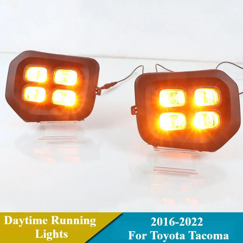 For Toyota Tacoma 2016-2023 Four Eyes Types LED Daytime Running Lights Yellow Turn Signal Lamp White Daylights Accessories detail image 3