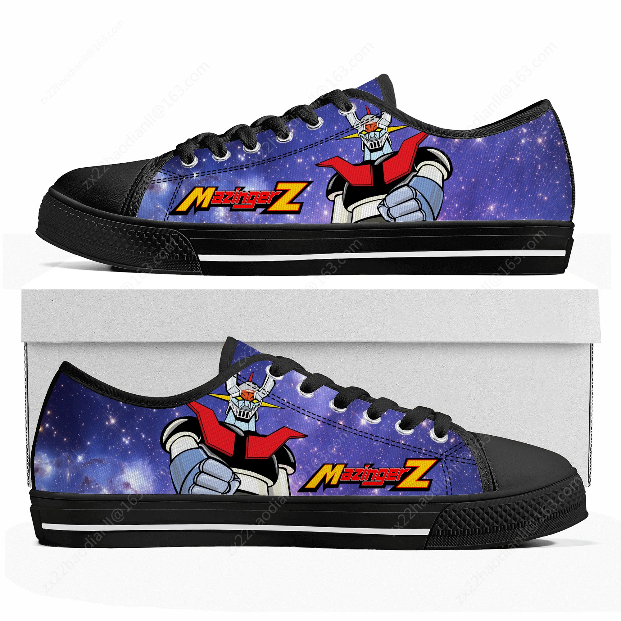 Cartoon Manga Mazinger Z Anime Comics Low Top Sneakers Mens Womens Teenager High Quality Canvas Sneaker Couple Shoes Custom Shoe