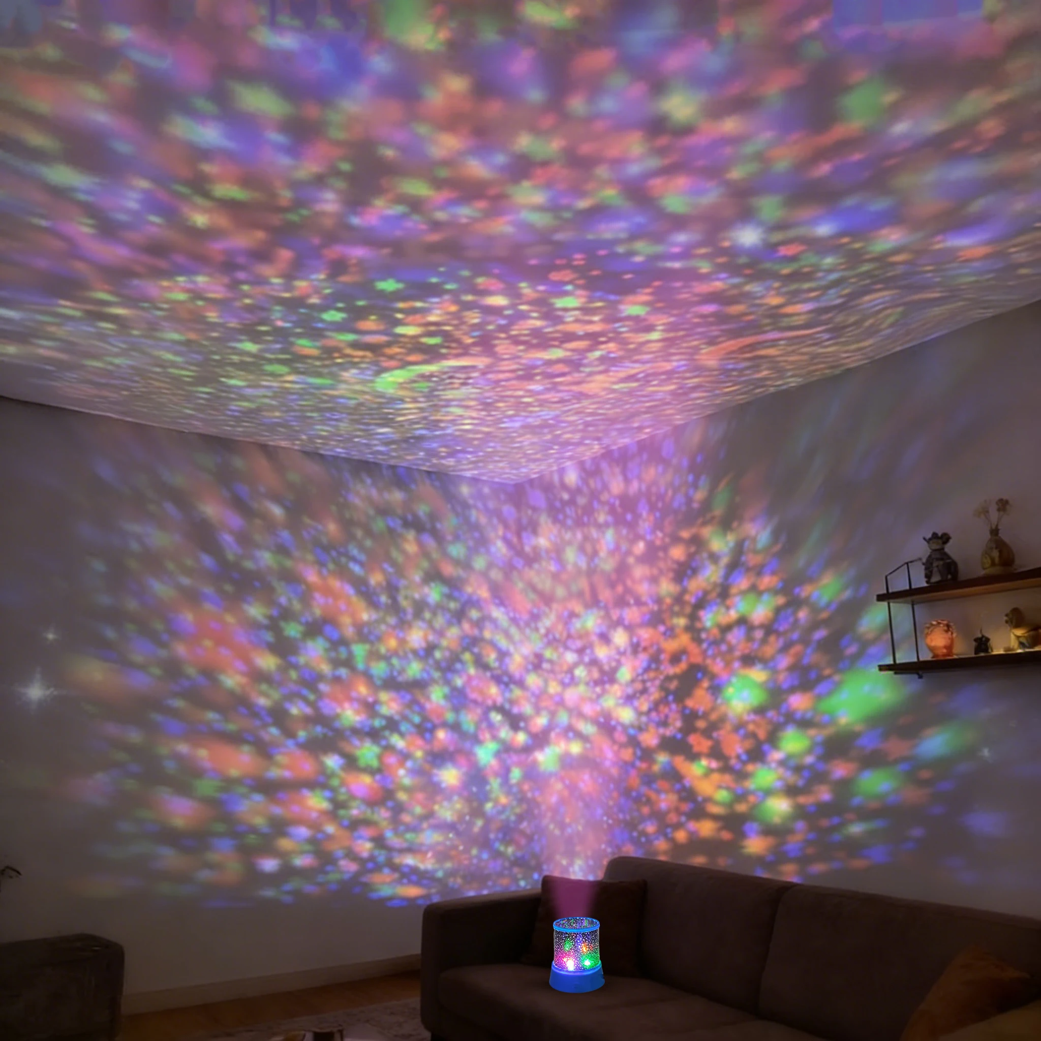 LED 스타 프로젝터 야간 조명, 360 °   회전하는 은하 별이 빛나는 하늘 달 램프, 아이들 침실을 위한 다채로운 분위기의 프로젝션, 홈 데코