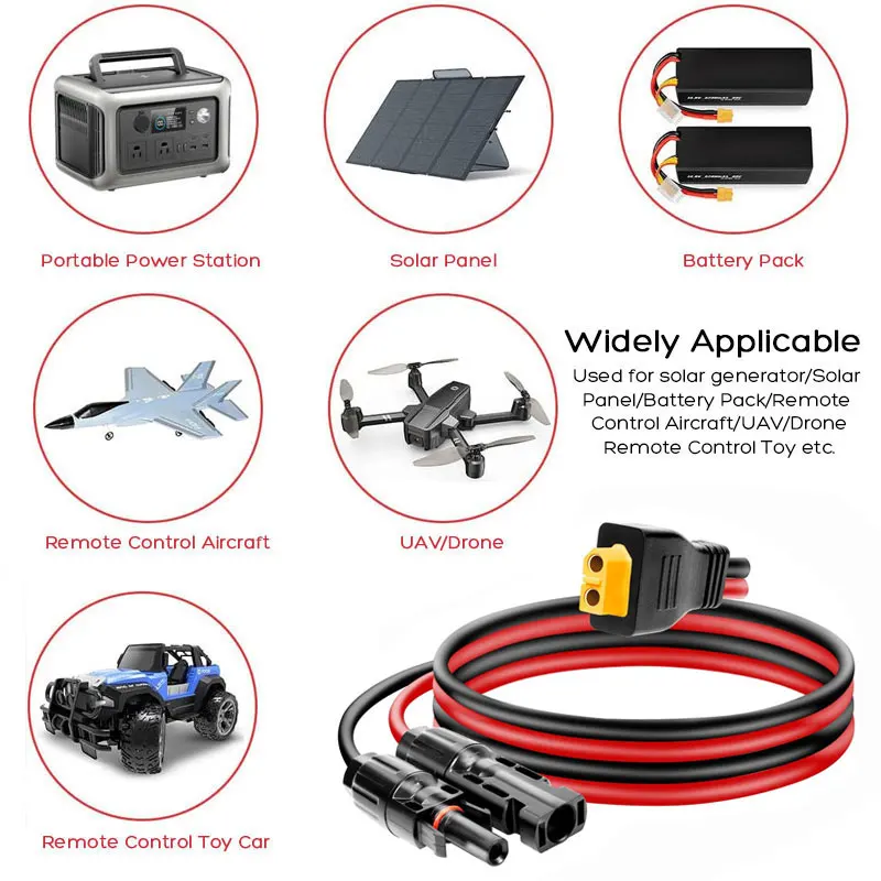 ALLPOWERS EcoFlow Anker Bluetti FOSSiBOT Oukitel 등을 위한 1.5m 태양광 패널-XT60 케이블 휴대용 발전소 태양광 발전기