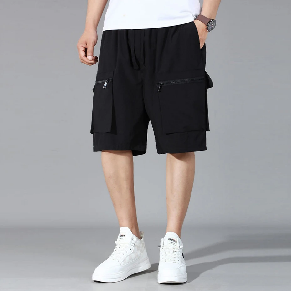 Summer Cargo Shorts Men 12XL Plus Size Shorts Fashion Casual Short Pants Male Summer Elastic Waist Shorts Big Size 12XL 6