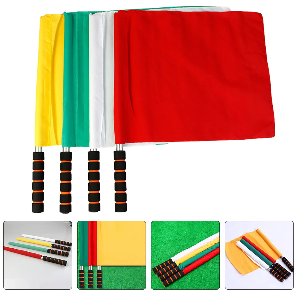 4 Pcs Referee Flag Signal Athletic Gear Volleyball Colored Flags Competition Small Race 4pcs referee football soccer flags referee hand flags colored flags match signal flags