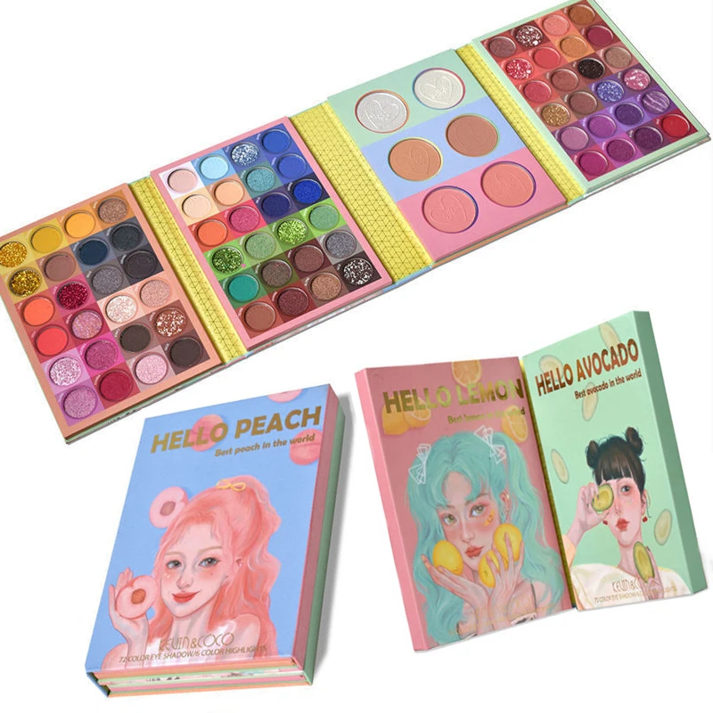 

Палетка матовых теней для век с блестками, 78 цветов