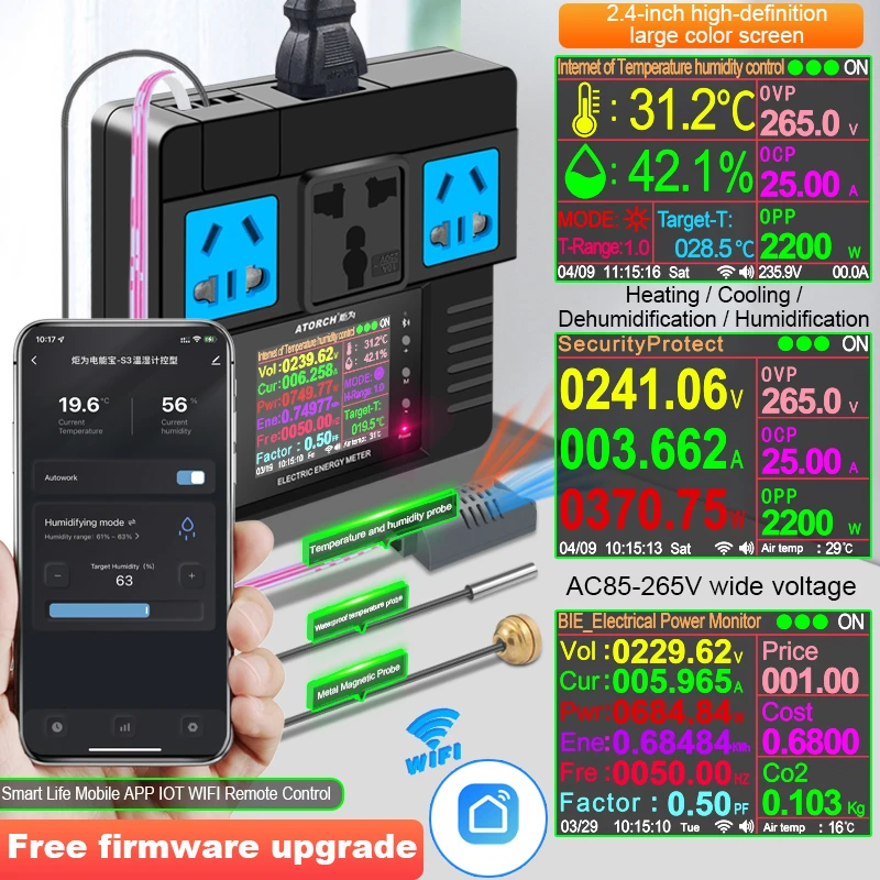 thumbnail image 2 of Digital Humidity Controller Switch Socket 0-99% RH - Perfect For Greenhouses, Storage & Home Use 2 of 14